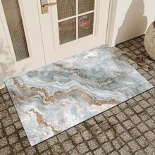 1 pieza Felpudo de bienvenida con patrón de rayas de mármol - Antideslizante, apto para interior/exterior, absorbente de agua y resistente a la suciedad, apto para dormitorio, baño, cocina, entrada - Decoración del hogar lavable, tapete suave y esponjoso para primavera y verano