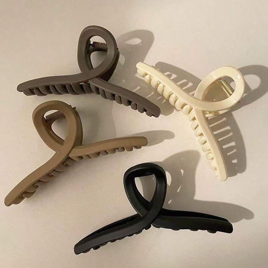 4pcs Women's Fashionable Plastic Hair Clips Large Simple Style With And Elegant Suitable For Daily Matching As Hair Accessories