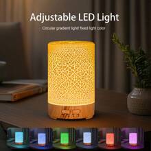 1 Pc 150ml Ultrasonic Mini Air Humidifier Aromatherapy Essential Oil Diffuser USB Powered Auto Shut Off Timer Ultra Quiet Cracked Cover White Yellow Dark Woodgrain For Home, Office, Yoga, Bedroom