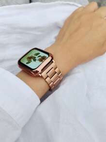 2 件不锈钢金属表带可调节、可拆卸，兼容 Apple Watch + TPU 保护壳，带屏幕保护膜，玫瑰金色，兼容 Apple Watch Ultra 3 2 1 系列 10 9 8 7 6 5 4 3 2 1，38/40/41/42/44/45/46/49 毫米，适合男女