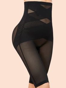 1 Pc Sports Outdoor New Arrival Women's High Waist Shaping Leggings, Perfect For Everyday Wear, Running, Yoga, Training, And Body Shaping, Featuring Anti-Roll Waistband, Body Hugging Fit, And Butt Lifting Design. Shapewear Shorts,2 PCS Women's Shapewear, Belly Control, High Waist Shapewear Shorts, Hip Lift Panties, Thigh Slimming Shapewear Band - Black - View 2