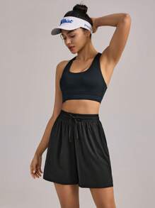 VUTRU 1Pc Drawstring Shorts With Pockets Flowy Lightweight Yoga Studio Jogging Daily - Black - View 7