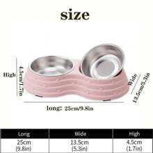 1 pièce Bol double en acier inoxydable Cadeau pour amateurs de chats/chiens et amoureux des chats/chiens. Bol d'eau et de nourriture pour animaux de compagnie antidérapant. Base antidérapante pour l'alimentation intérieure et extérieure. Bols intérieurs amovibles.