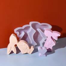 DIY Craft With Silicone Molds, A Pair Of Patterned Rabbit Statues, Concrete Gypsum Mold Sets, Irregularly Shaped Craft Tools For Home Decoration, Easter Decoration - Multicolor - View 10