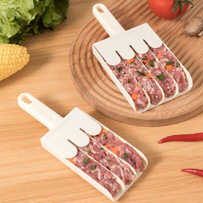 Triple/Tetralogy Meatball Maker Kitchen Gadget, PP Uncharged Manual Meatball Scoop Tool For Cooking Fish Balls, Beef Meatballs, Shrimp Paste - Handy Home Meatball Fryer Accessory