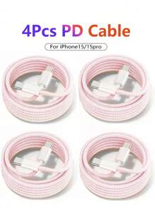 1/2/4 piezas Cable USB-C a USB-C de carga rápida, cable de 1m/39,37 pulgadas compatible con iPhone 15 Pro Max PD Type C a Type-C, cable cargador de carga rápida compatible con iPhone, iPad, /Android