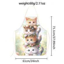 1pc Creative Personalized Cat Element Theme Printed Apron For Kitchen, Restaurant, Party - Multicolor - View 2