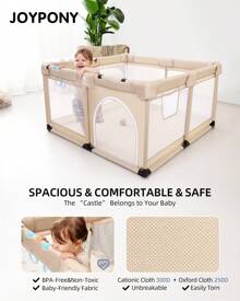 Baby Playpen, 50 X 50 In Play Pens For Babies And Toddlers, Baby Play Yards For Indoor & Outdoor With Soft Breathable Mesh (Beige) - Beige - View 3