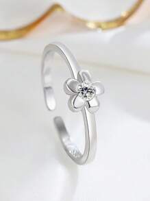 1pc Minimalist Toe Ring Foot Ring For Women S925 Sterling Silver Glamorous Fine Ladies Jewelry Gift For Girls - Small Flower - View 4