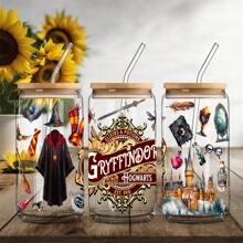 1pc 16oz Harry Potter House Personalized Creative Printed Glass Water Cup - Transparent - View 10