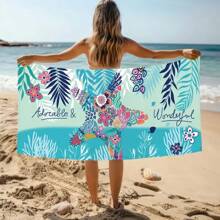 1 pièce Serviette de plage en fibre ultra-fine, serviette de voyage légère super absorbante à séchage rapide, serviette de bain et de plage imprimée de dessins animés, serviette de camping sans sable pour piscine, sports nautiques, yoga, gym, randonnée, été, vacances, décoration de salle de bain, équipement de plage