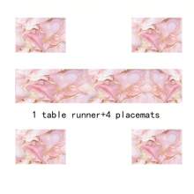 1pc/5pcs/7pcs, Home Decor, Elegant Pink Marble Print Table Runners - Polyester, Rectangular, Suitable For Home & Kitchen Decor, Perfect For Party & Holiday, Marble Print, Table Runners