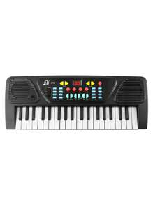1pc 37/61 Key Youth Digital Music Piano Keyboard, Portable Electronic Instrument, Youth Multifunctional Keyboard With Microphone Gift (Black), Birthday Gift Graduation Gift Christmas Gift New Year Gift