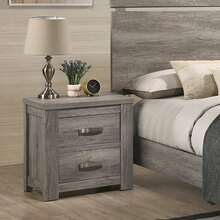 Floren Contemporary Wood Two-Drawer Nightstand, Weathered Gray - Xám - Xem 1