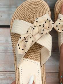 2025 Summer INS Fashion Women's Casual Slippers, Outdoor Flat Slip-On Sandals With Bowknot, Suitable For Home And Going Out