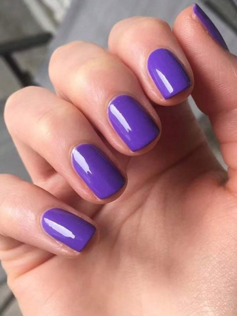 Transform Your Nails With 24Pcs Medium Square Shape Press-On Fake Gel Nails Simple High-Level Sense Of Iris Purple Solid Color Fake Nails Funky Retro Witch Mystic Vine Purple Solid Color Full Coverage Fake Nail Tips For Women And Girls Includes 1Sheet Adhesive Tabs & 1Pc Mini Strip Jelly Gel Random Shipment Nail Supplies Nails