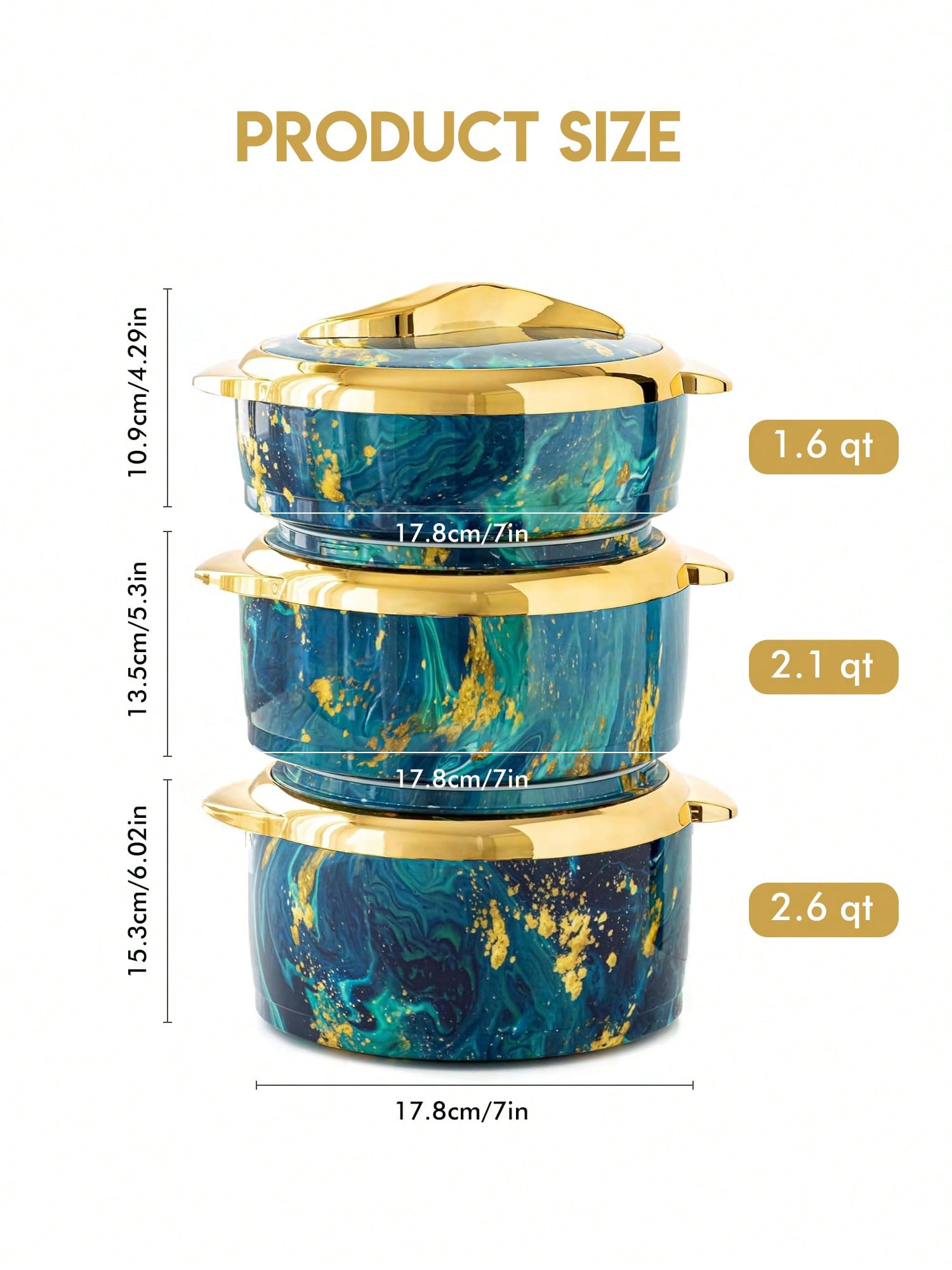 3 قطع، وسادة تدفئة الطعام لمسة ذهبية، طقم أواني تق...