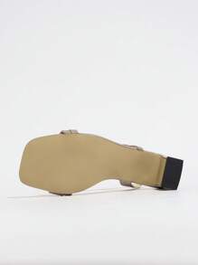 2 英寸厚高跟系带罗马凉鞋，性感方头交叉踝带高跟凉鞋，适合夏季