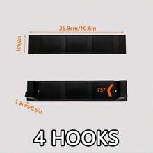 1PC Heavy-Duty Foldable Black Aluminum Hook Rack-3/4/5/6/7/8 Hooks Options,Wide & Thick Hooks For Heavy Loads,75° Upward Tilt Design Prevents Clothes And Items From Slipping,Multi-Scene Hook Rack: Bathroom (Towels/Clothes) | Entryway (Keys/Sundries) | Door Back (Clothes Hanger) | Bedroom (Storage Rack) | Kitchen (Rags/Utensils),2 Installation Methods: Drill-Free With Adhesive, Or Drilling With Screws - Black - View 18