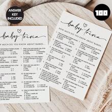 20/50/100pcs Baby Cognitive Q&A Cards, Interesting Baby Shower/Party Educational Game Activities Suitable For Baby Boys Or Girls - White - View 6