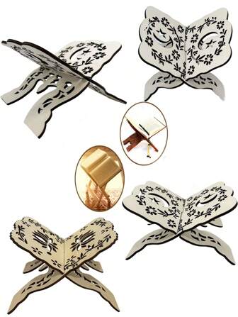 1 件木制阅读书架、书架、书立、书架、装饰展示、可移动折叠书架、节日礼物