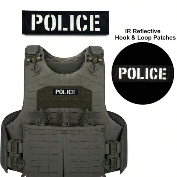 1pc Tactical Police Reflective Hook & Loop Morale Patch - Durable Nylon, Black & White, Easy To Apply For Uniforms, Backpacks, Vests, Hats & More