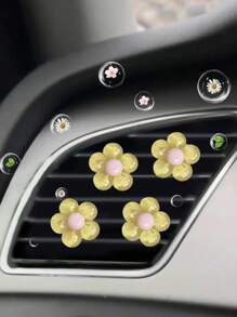 4pcs Car Air Outlet Decoration With Ice Transparent Small Flowers Car Air Conditioning Outlet Decoration - one-size - View 12