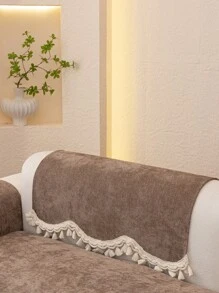 1pc European Style Fresh Floral Lace Sofa Cushion Cover, Minimalist Luxury Sofa Slipcover, Anti-Slip Anti-Dust Anti-Scratch, Decorative For Bedroom Living Room Office Study, Fits 1-4 Seater Sofa, L-Shaped Sofa, Bohemian Style - Coffee Brown - View 8