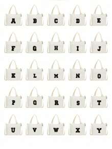 1Pc New Mini Casual Versatile Boys And Girls Diy 26 Letter Crossbody Bag For Back To School Season, Suitable For Kindergarten, Elementary School, Junior High School, High School And College Students, Suitable For Daily Use When Going Out To School, Outdoor Sports And Travel, With Random Prints. - White Bag Black 5.5 cm Letters - View 3