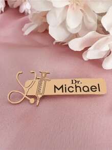 Customized Women Nurses & Doctors Name Badge Brooch, Stainless Steel Personalized Nurse Pin Gift For Nurses & Doctors - Style 1 - View 4