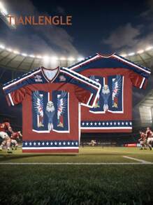 Retro Football Jersey Top, Unisex Loose Casual Sports Sweatshirt, Essential Item For Various Occasions