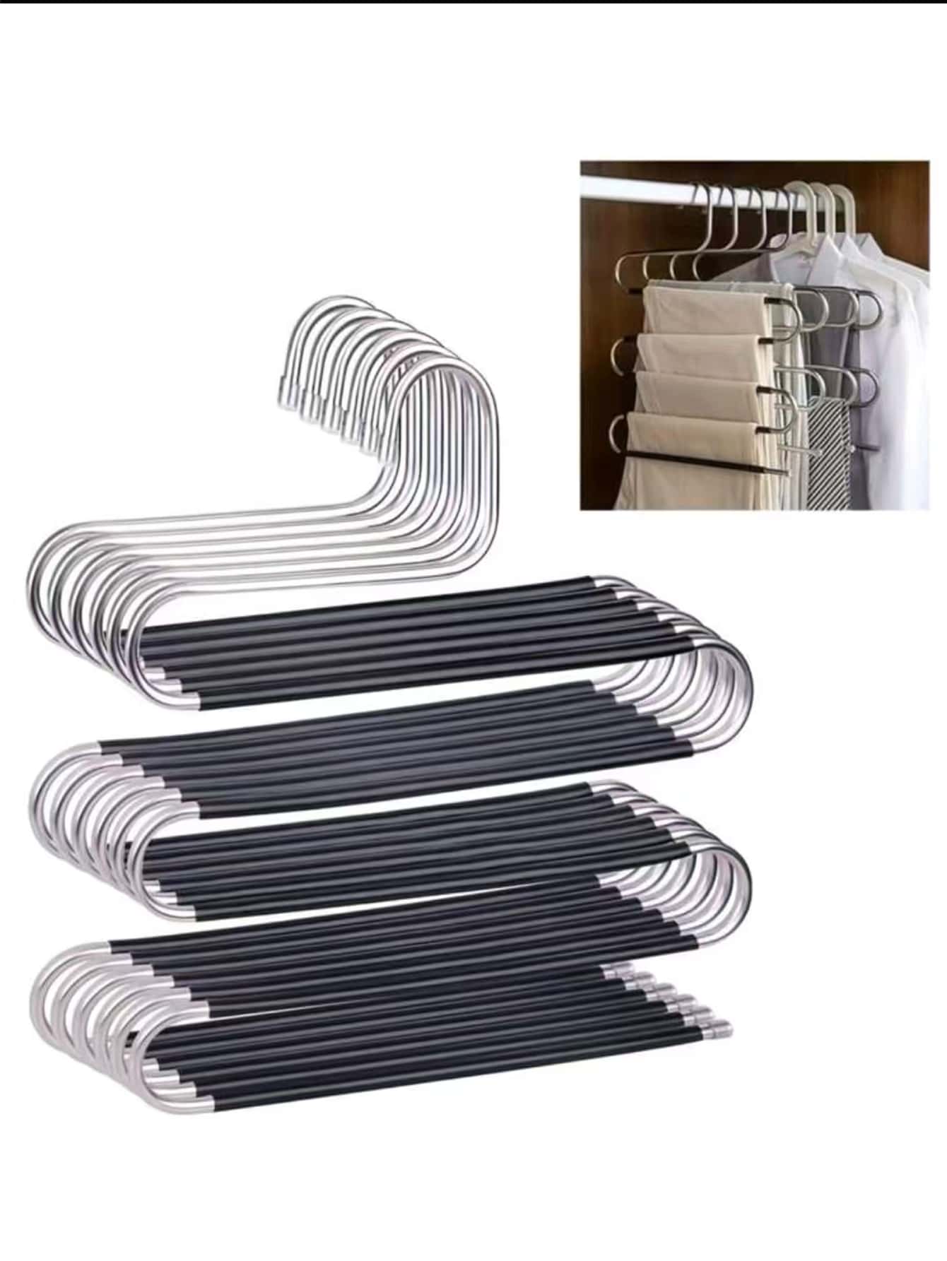 2pcs Non-Slip Stainless Steel S-Shaped Clothes Hanger For Space-Saving Wardrobe Organization, Perfect For Storing Pants, Jeans, And Scarves, Multifunctional Storage Rack Ideal For Holiday Decoration, Autumn Home Decor, And Christmas Festivities, Enhance Your Bedroom And Living Space With Stylish And Practical Solutions For New Year And Valentine's Day Celebrations