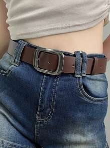 1 件女士时尚休闲黑色牛仔腰带，百搭腰带，适合母亲节、生日礼物 - 棕色 - 查看 9