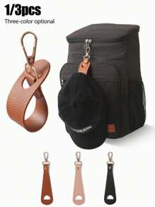 Clip para sombrero de viaje al aire libre Hebilla de pañuelo de PU Clip para transportar gorra de béisbol Clip para sombrero de viaje Clip para bolsa de sombrero trenzado para mochila, protege el sombrero de caerse, organizador de almacenamiento de mochila de viaje al aire libre (tres colores opcionales) Bolsa para la escuela Accesorios escolares Artículos escolares - Multicolor - Ver 2