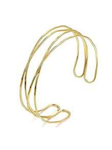 6pcs Set Minimalist Modern Geometric Metal Music Note Bracelet, Exaggerated Leaf Bangle Suit, Suitable For Party, Gift, Daily Wear - Gold - View 2