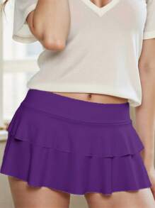 Pleated Short Skirts For Women Mini Ruffle Skirt Y2k Flowy High Waisted Skirt Stretchy Layered Skater Skirt