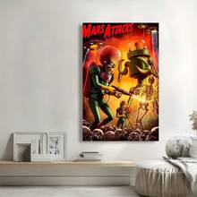 Framed  "Mars Attacks" Movie Poster Canvas Print: Martian Invasion Art For Home Decor - Framed - View 4