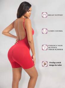 1 pieza Shapewear sin costuras de talla grande para mujer, cinturilla, levantador de glúteos, mono con suavización de espalda