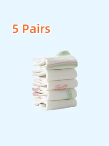 10 pares/5 pares Calcetines cortos para niñas y niños con diseños de dibujos animados, letras, rayas y moños en contraste con malla, transpirables y de secado rápido para el verano, la primavera, el otoño y actividades deportivas, regalos para niñas, niños, mamá y papá