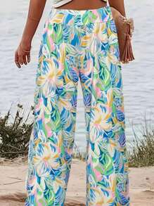 Women's Loose All-Over Printed Travel/Holiday Pants, Spring/Summer - Picture Color - View 6