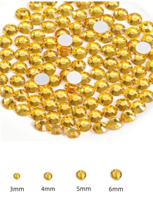 2000pcs 3-6mm Yellow Flat Back Resin Rhinestones, Round Jelly Gemstones For Making Accessories Shoes, Clothes, Cosmetics, Bags, Decoration