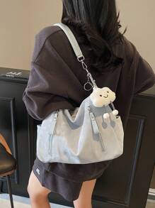 Large Capacity Fashion Versatile Matte Shoulder Bag, High-End Casual Beach Tote Handbag Shopping Bag