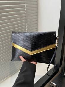 New Minimalist Design Vintage Solid Color Envelope Style Handbag For Women, Popular This Year - Black - View 9