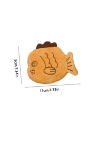 1pc Cute Cartoon Snapper Fish Design Plush Mini Coin Purse, Lipstick Case, Data Cable Organizer - one-size - View 5