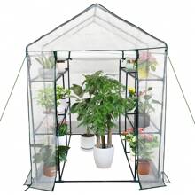 Greenhouse For Outdoors,Portable Green House W/ Roll-Up Zippered Door Anchors & Ropes,Plant Garden Hot House W/ Shelves For Garden Patio Backyard - White 2 - View 1