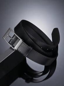 1pc Black Gun-Shape Wide Rectangular Jin-Style Buckle Decor Casual Men's Belt Casual, Business, Boyfriend Husband Father Dad Men Gift, Daily Wear, Fashion, Teen, Outdoor, Vacation, Athletic, Travel, Street, Boho, Vintage Fall, Autumn, Halloween Autumn-Winter Accessories,Suitable For Teens, Youth,Men,Casual, Outdoor, Athletic, Vacation, Graduation Gifts, Birthday, Daily Wear