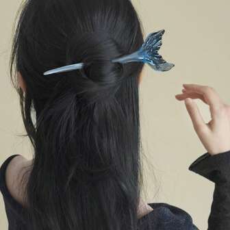 1 pieza Pinza para el cabello con cola de pez azul, pasador de pelo de estilo elegante, adecuado para fiestas y uso diario, recogedor de moño, accesorio para el cabello, artículos escolares