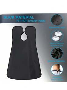 Fartuch do golenia, męski fartuch do golenia, przezroczysty fartuch do golenia z przyssawką, fartuch do stylizacji wąsów, zestaw maszynek do golenia, zestaw nożyczek - Czarne - Zobacz 3