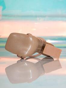 Women's High Heel Sandals, Summer New Comfortable Versatile Ladies Mule Slip-On Shoes, Elegant Fashion Asymmetric Heel Square Toe Khaki High Heels, Suitable For Beach, Party