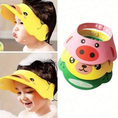 1pc Cartoon Shower Cap, Waterproof Shampoo Cap, Soft EVA Adjustable Shower Cap, Bathroom Shampoo Cap, Portable Shower Cap